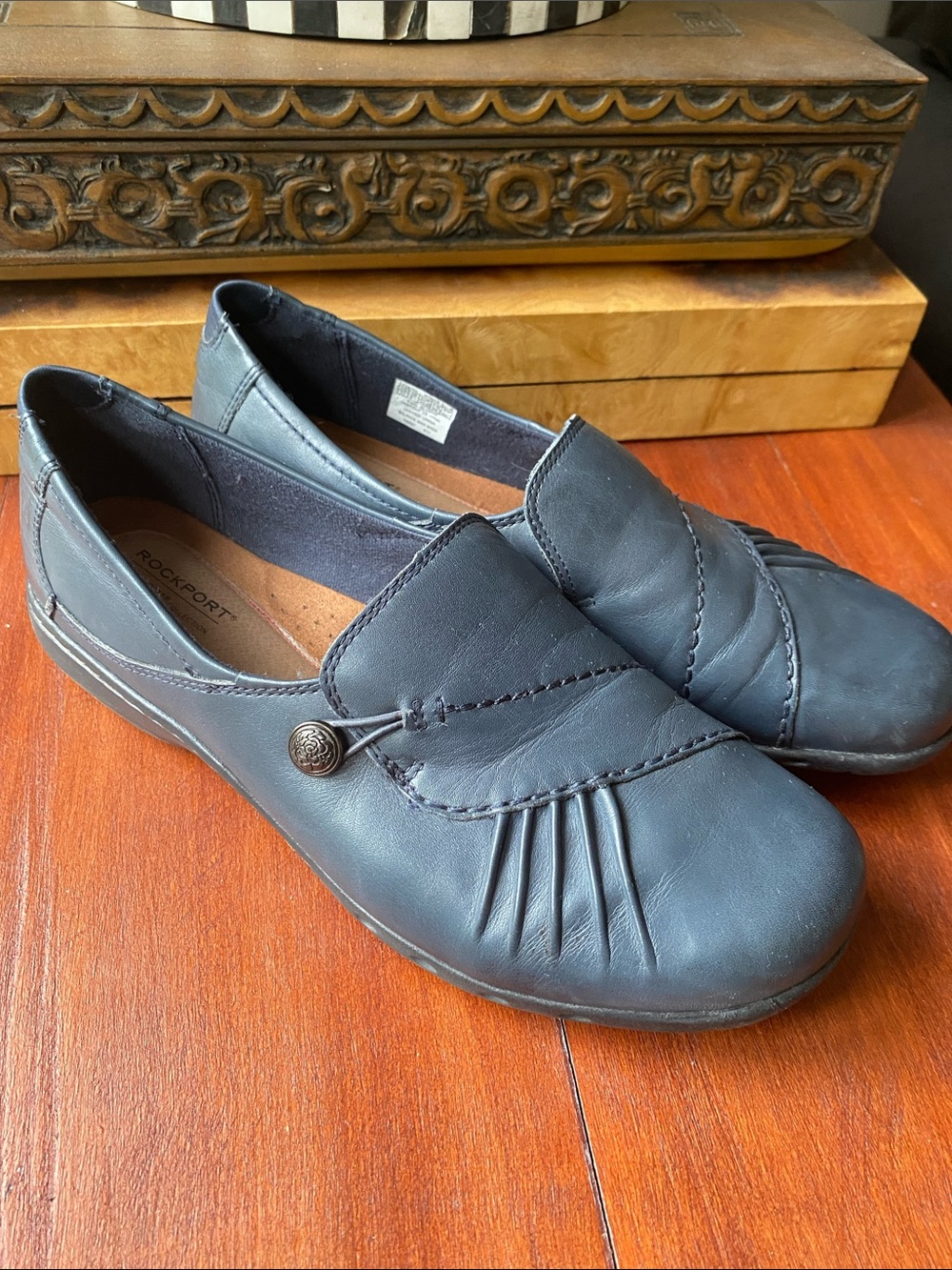 Rockport Cobb Hill Blue Leather Shoes Women’s Size 11 Loafers Slip On Casual